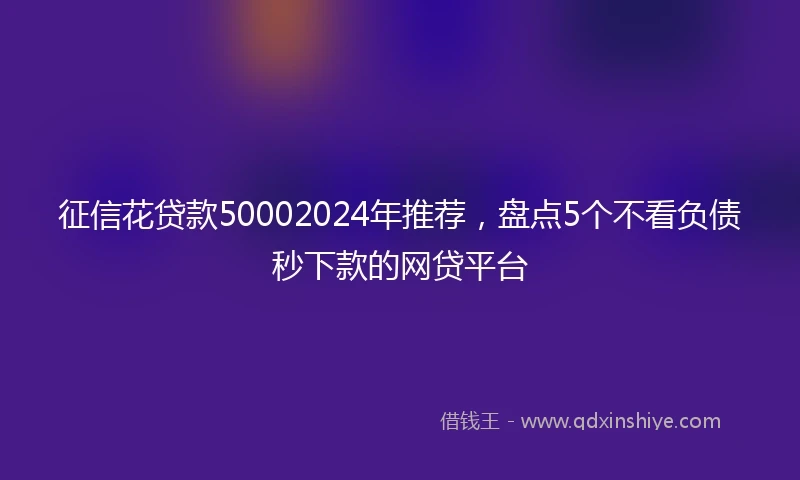 征信花贷款50002024年推荐，盘点5个不看负债秒下款的网贷平台