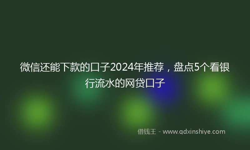 微信还能下款的口子2024年推荐，盘点5个看银行流水的网贷口子
