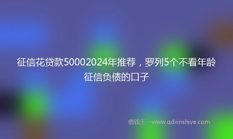 征信花贷款50002024年推荐，罗列5个不看年龄征信负债的口子