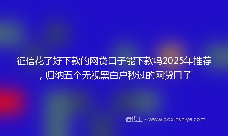 征信花了好下款的网贷口子能下款吗2025年推荐，归纳五个无视黑白户秒过的网贷口子