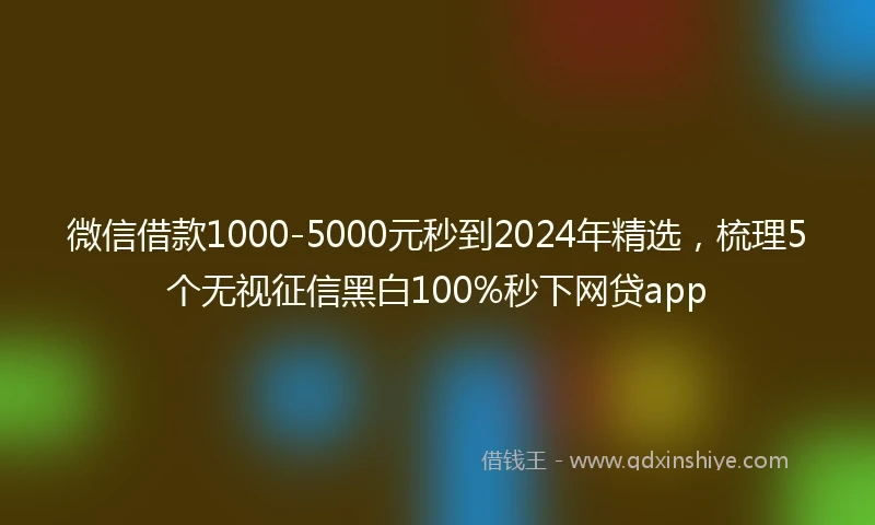 微信借款1000-5000元秒到2024年精选，梳理5个无视征信黑白100%秒下网贷app