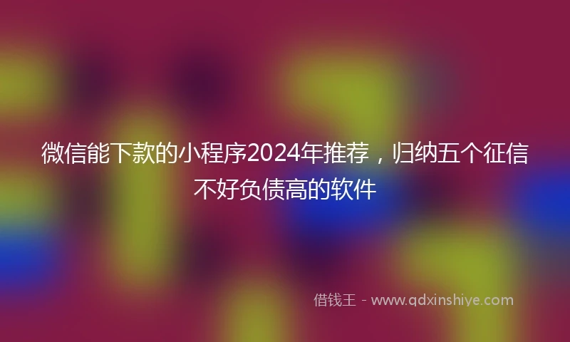 微信能下款的小程序2024年推荐,归纳五个征信不好负债高的软件