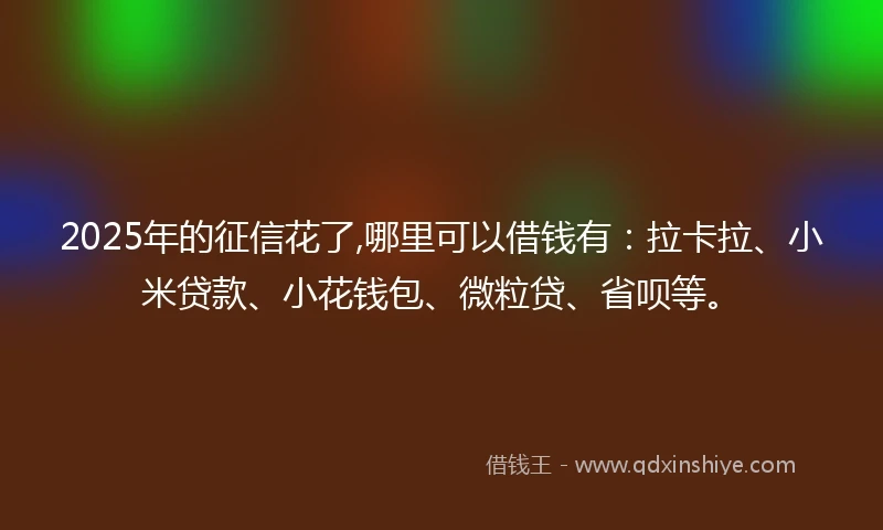 2025年的征信花了,哪里可以借钱有：拉卡拉、小米贷款、小花钱包、微粒贷、省呗等。