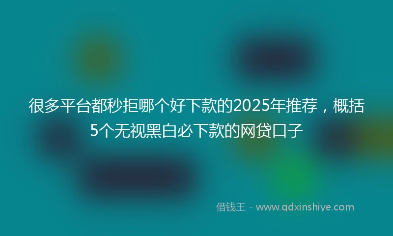 很多平台都秒拒哪个好下款的2025年推荐，概括5个无视黑白必下款的网贷口子