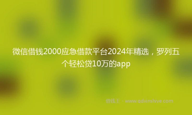 微信借钱2000应急借款平台2024年精选，罗列五个轻松贷10万的app