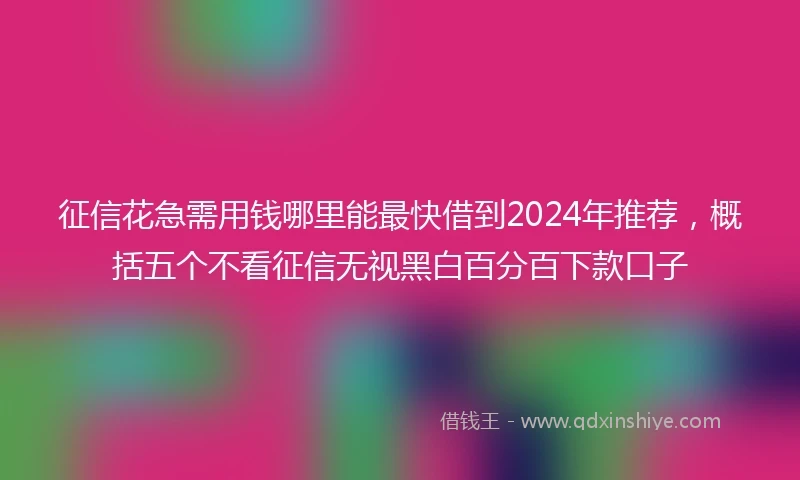 征信花急需用钱哪里能最快借到2024年推荐,概括五个不看征信无视黑白百分百下款口子