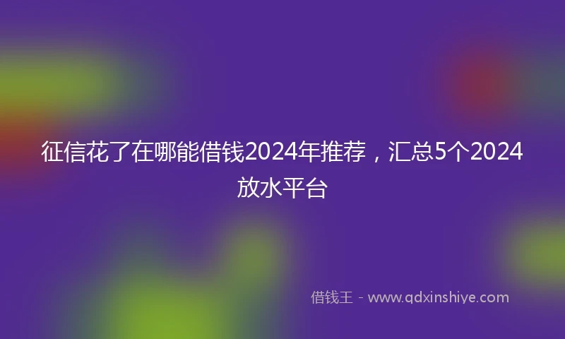 征信花了在哪能借钱2024年推荐，汇总5个2024放水平台