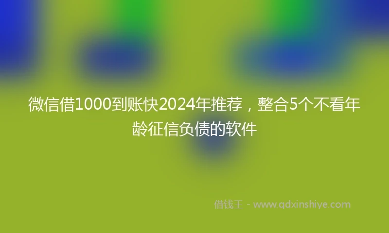 微信借1000到账快2024年推荐，整合5个不看年龄征信负债的软件