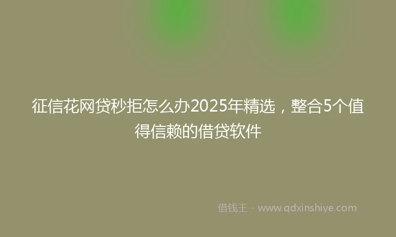 征信花网贷秒拒怎么办2025年精选，整合5个值得信赖的借贷软件