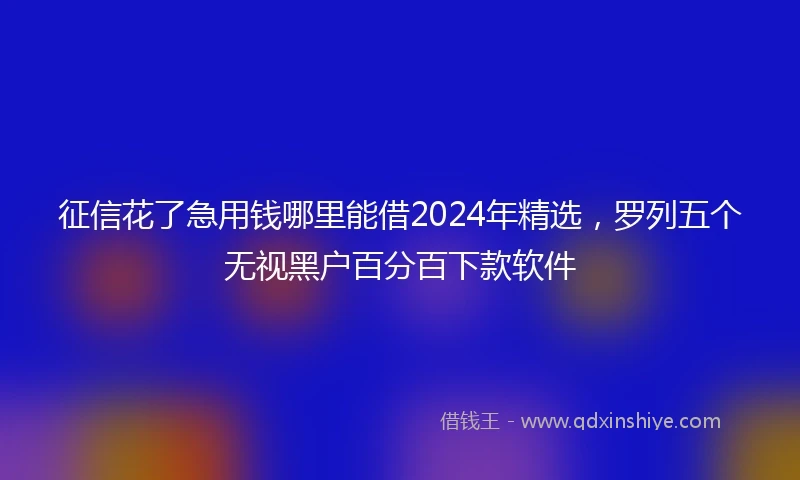 征信花了急用钱哪里能借2024年精选，罗列五个无视黑户百分百下款软件