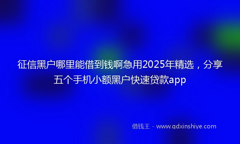 征信黑户哪里能借到钱啊急用2025年精选，分享五个手机小额黑户快速贷款app