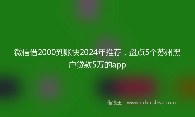 微信借2000到账快2024年推荐，盘点5个苏州黑户贷款5万的app