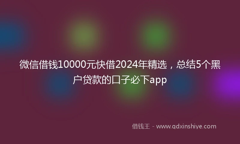 微信借钱10000元快借2024年精选，总结5个黑户贷款的口子必下app