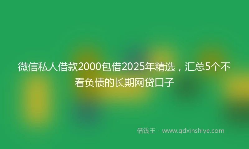 微信私人借款2000包借2025年精选，汇总5个不看负债的长期网贷口子