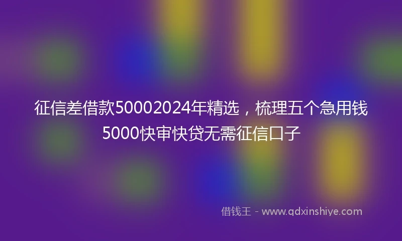 征信差借款50002024年精选，梳理五个急用钱5000快审快贷无需征信口子