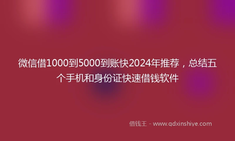 微信借1000到5000到账快2024年推荐，总结五个手机和身份证快速借钱软件
