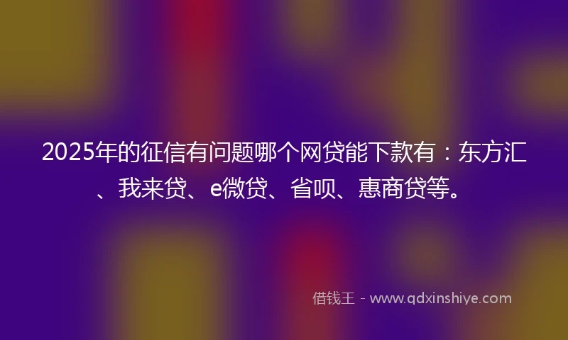 2025年的征信有问题哪个网贷能下款有：东方汇、我来贷、e微贷、省呗、惠商贷等。