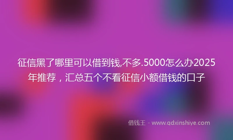 征信黑了哪里可以借到钱,不多.5000怎么办2025年推荐，汇总五个不看征信小额借钱的口子