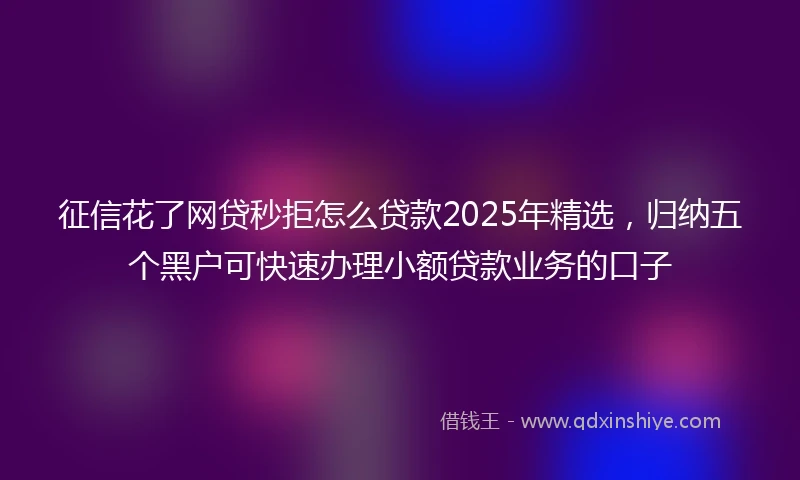 征信花了网贷秒拒怎么贷款2025年精选，归纳五个黑户可快速办理小额贷款业务的口子