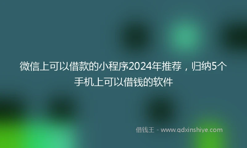 微信上可以借款的小程序2024年推荐，归纳5个手机上可以借钱的软件