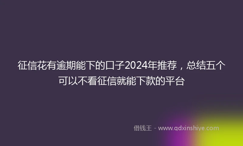 征信花有逾期能下的口子2024年推荐，总结五个可以不看征信就能下款的平台