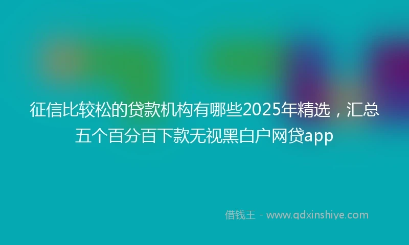 征信比较松的贷款机构有哪些2025年精选，汇总五个百分百下款无视黑白户网贷app