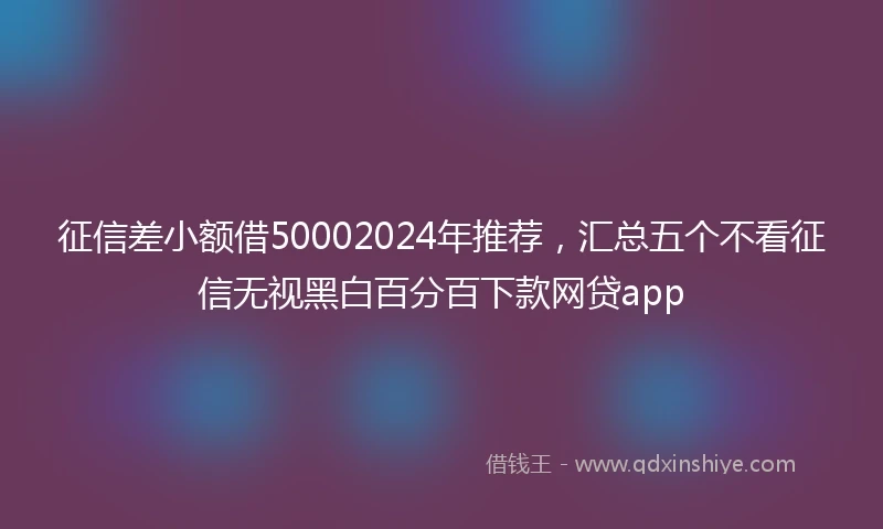 征信差小额借50002024年推荐，汇总五个不看征信无视黑白百分百下款网贷app