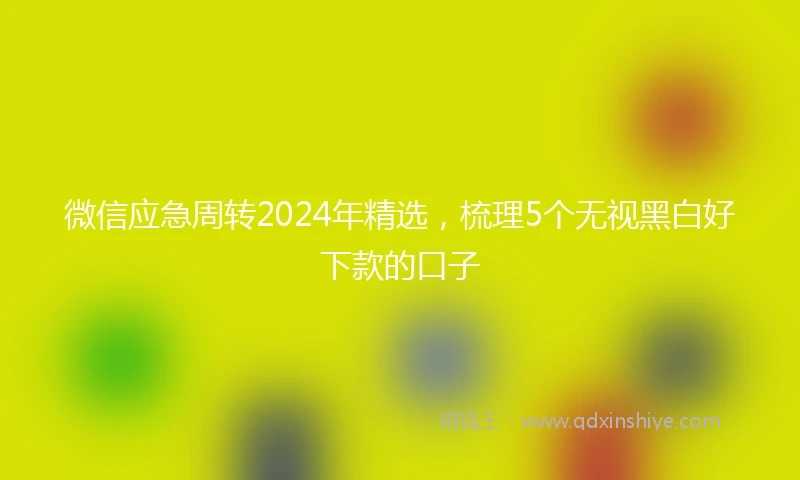 微信应急周转2024年精选,梳理5个无视黑白好下款的口子