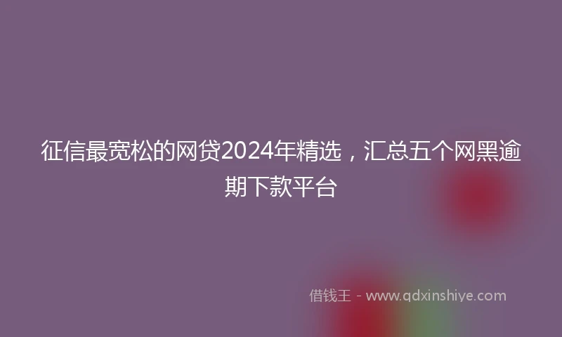 征信最宽松的网贷2024年精选，汇总五个网黑逾期下款平台