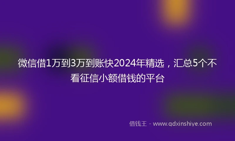 微信借1万到3万到账快2024年精选，汇总5个不看征信小额借钱的平台