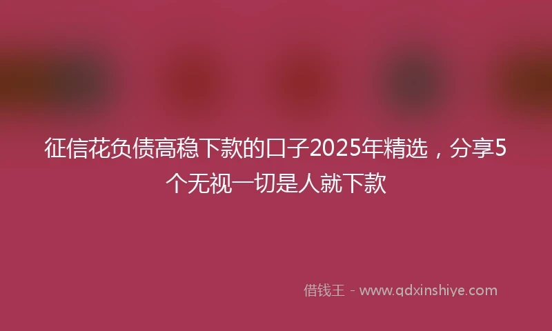 征信花负债高稳下款的口子2025年精选，分享5个无视一切是人就下款