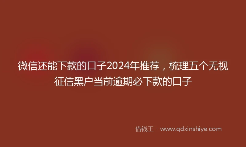 微信还能下款的口子2024年推荐，梳理五个无视征信黑户当前逾期必下款的口子