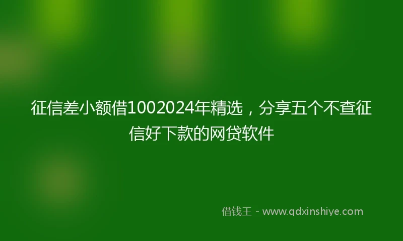 征信差小额借1002024年精选，分享五个不查征信好下款的网贷软件