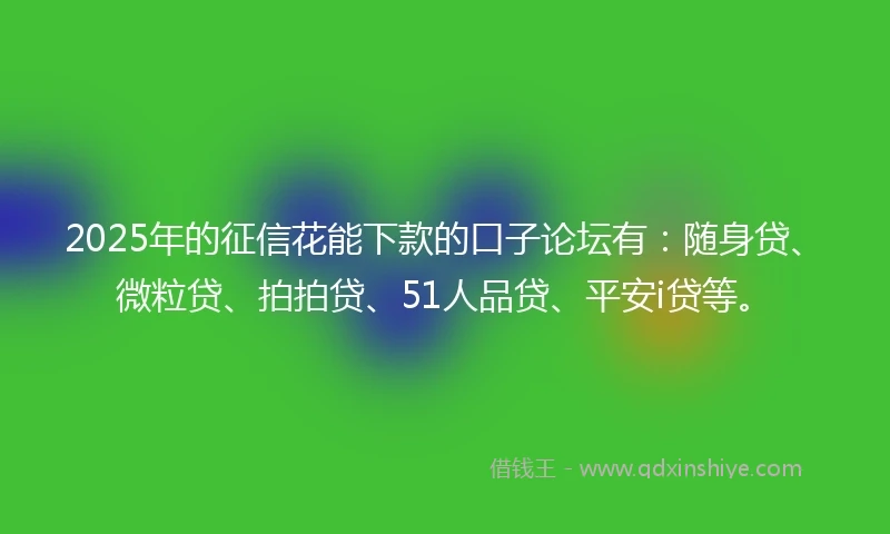 2025年的征信花能下款的口子论坛有：随身贷、微粒贷、拍拍贷、51人品贷、平安i贷等。