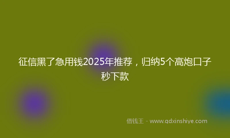 征信黑了急用钱2025年推荐，归纳5个高炮口子秒下款