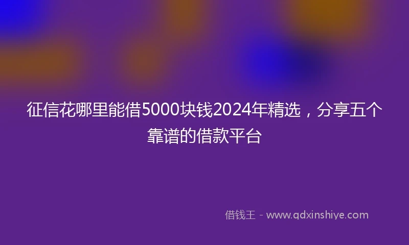 征信花哪里能借5000块钱2024年精选，分享五个靠谱的借款平台
