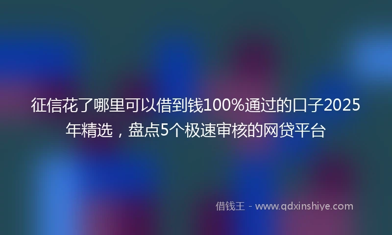 征信花了哪里可以借到钱100%通过的口子2025年精选，盘点5个极速审核的网贷平台