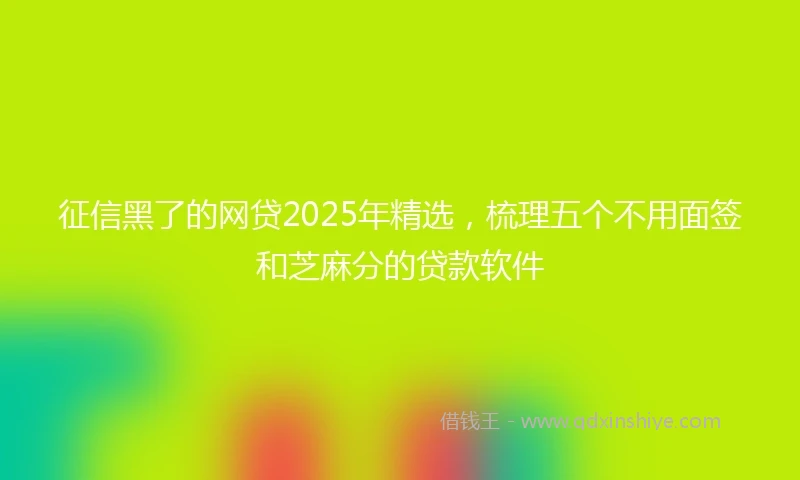 征信黑了的网贷2025年精选，梳理五个不用面签和芝麻分的贷款软件