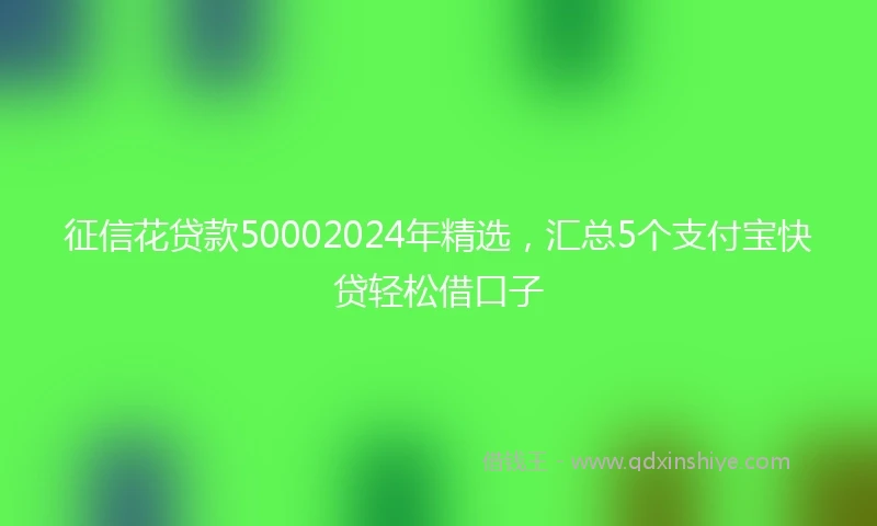 征信花贷款50002024年精选，汇总5个支付宝快贷轻松借口子