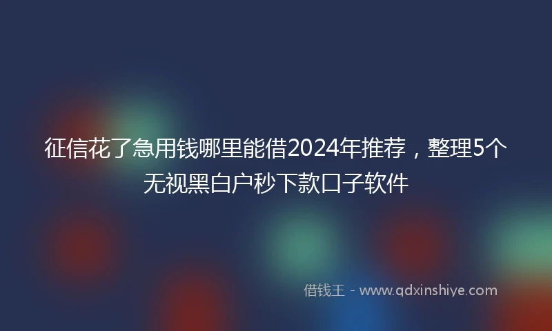 征信花了急用钱哪里能借2024年推荐，整理5个无视黑白户秒下款口子软件
