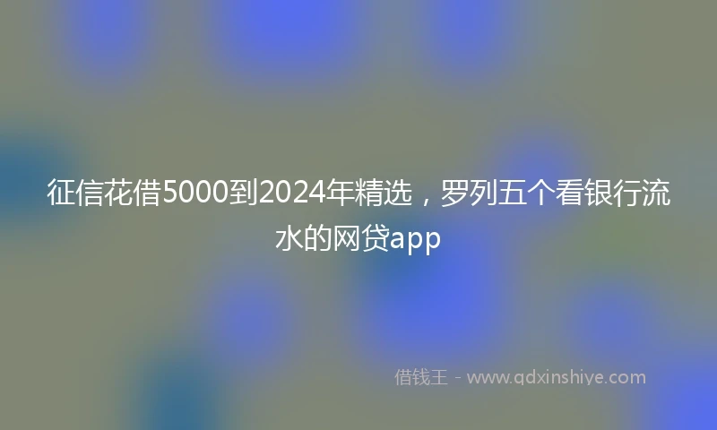 征信花借5000到2024年精选，罗列五个看银行流水的网贷app
