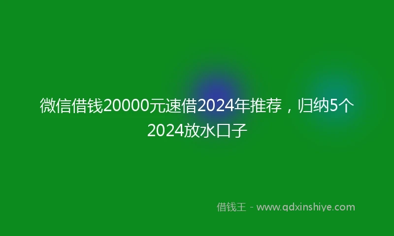 微信借钱20000元速借2024年推荐，归纳5个2024放水口子