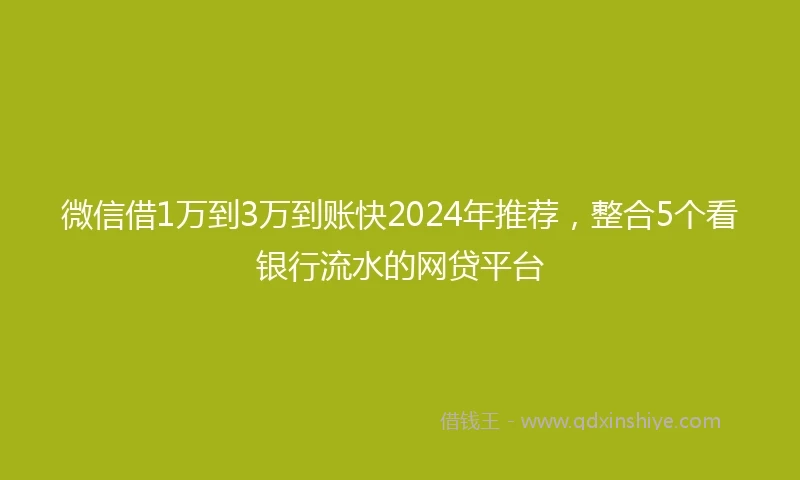 微信借1万到3万到账快2024年推荐，整合5个看银行流水的网贷平台