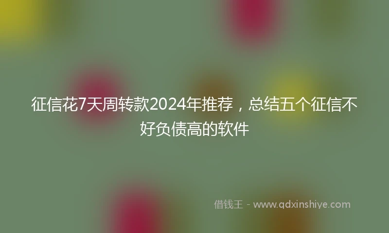 征信花7天周转款2024年推荐，总结五个征信不好负债高的软件