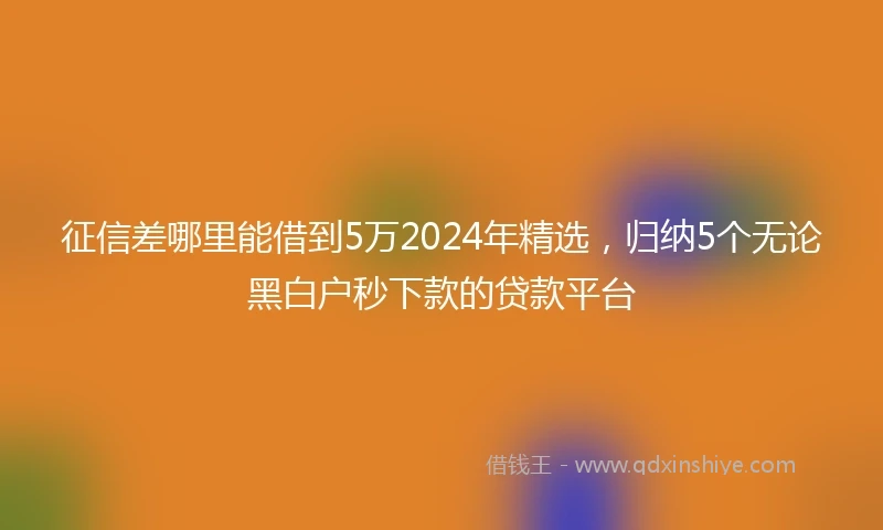 征信差哪里能借到5万2024年精选，归纳5个无论黑白户秒下款的贷款平台