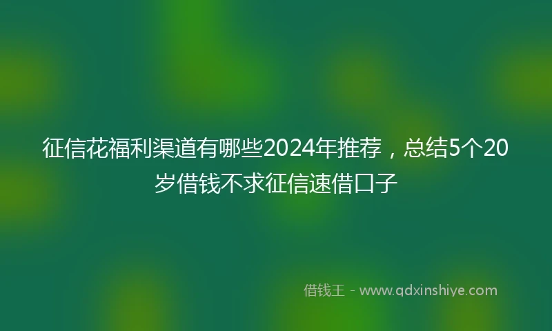 征信花福利渠道有哪些2024年推荐，总结5个20岁借钱不求征信速借口子