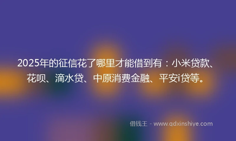 2025年的征信花了哪里才能借到有：小米贷款、花呗、滴水贷、中原消费金融、平安i贷等。