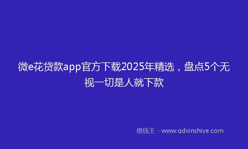 微e花贷款app官方下载2025年精选，盘点5个无视一切是人就下款