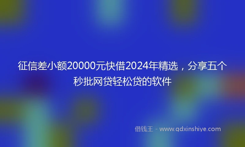 征信差小额20000元快借2024年精选，分享五个秒批网贷轻松贷的软件