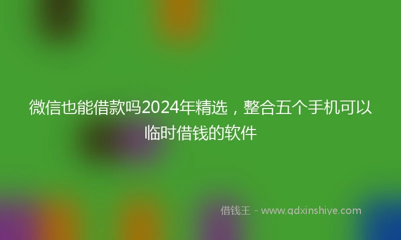 微信也能借款吗2024年精选，整合五个手机可以临时借钱的软件